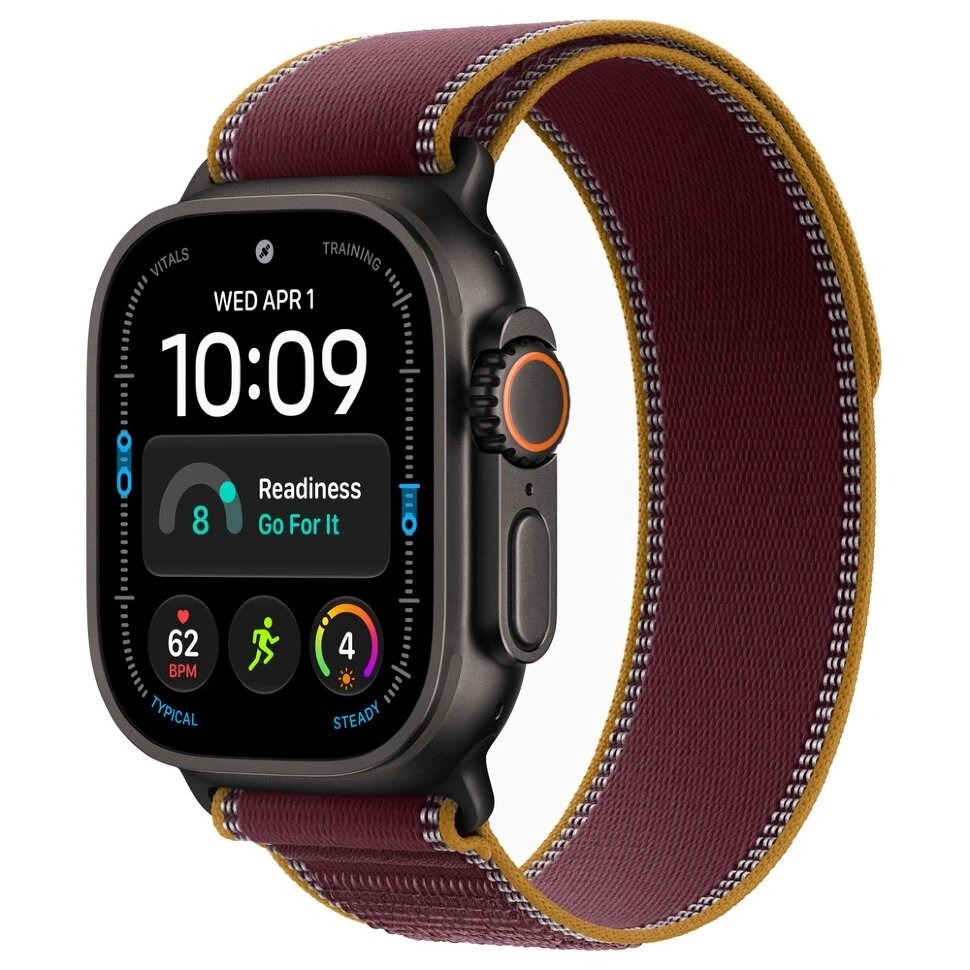 Apple Watch Ultra 4, 49 мм, Black Titanium Burgundy Trail Loop M/L